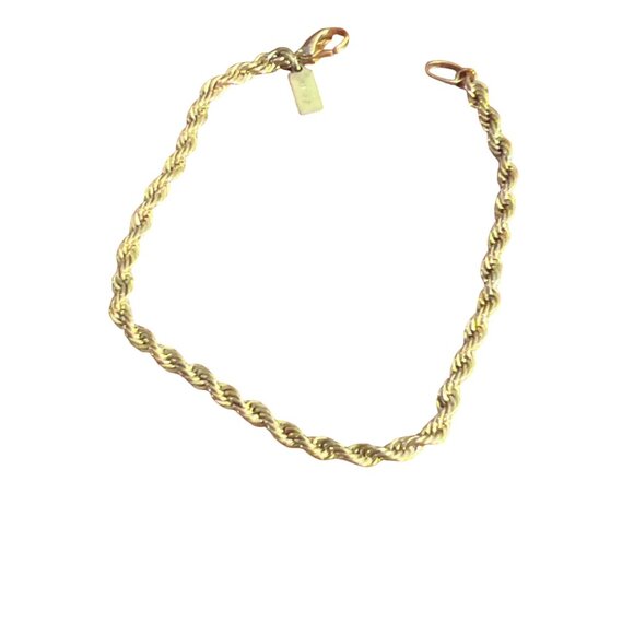 Vintage Gold Tone Rope Chain Bracelet Made Korea Lobster Clasp Estate 6.75" - Picture 1 of 4